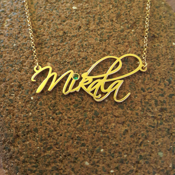My Name Halskette ORDER jeder beliebige Name Signatur Namenskette Scriptina necklace mit meinem Namen 18k Gold überzogen Name Halskette