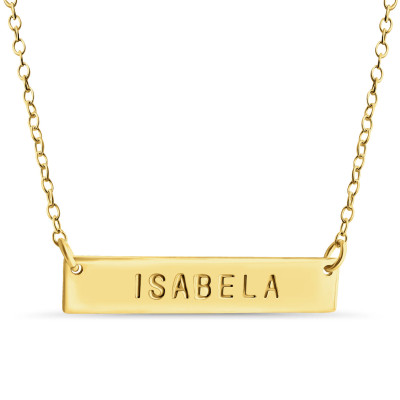 Name Bar Isabela Charm Anhänger Sprung Ring Halskette # 14k vergoldet über 925 Sterlingsilber #Azaggi N0779G_Isabela