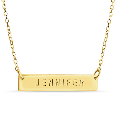 Name Bar Jennifer Charm Anhänger Sprung Ring Halskette # 14k vergoldet über 925 Sterlingsilber #Azaggi N0779G_Jennifer