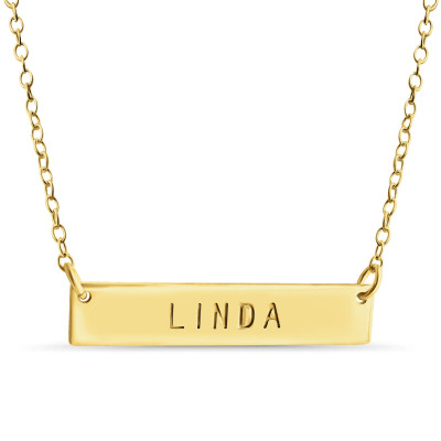 Name Bar Linda Charm Anhänger Sprung Ring Halskette # 14k vergoldet über 925 Sterlingsilber #Azaggi N0779G_Linda