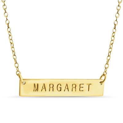 Name Bar Margaret Charm Anhänger Sprung Ring Halskette # 14k vergoldet über 925 Sterlingsilber #Azaggi N0779G_Margaret