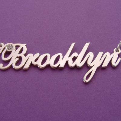 Name des Medaillon Entwurf mit Geburtsstein Namenskette Geburtstags Geschenk Brooklyn Halskette Silber Namensschild für spezielle Halskette mit My Name Halskette