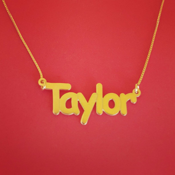 Namenshalskette Gold überzogene Namenskette Namensketten mit Namen Taylor Swift Nameplate Geburtstags Geschenk Name Halskette Taylor Namenskette