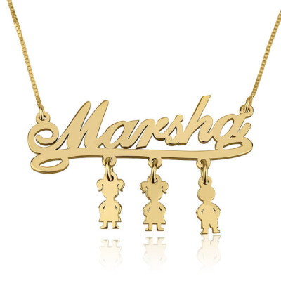 Name Halskette Schmuck Anhänger 24k Gold überzogene Mutter Namenskette mit baumelnden Kinder Charms