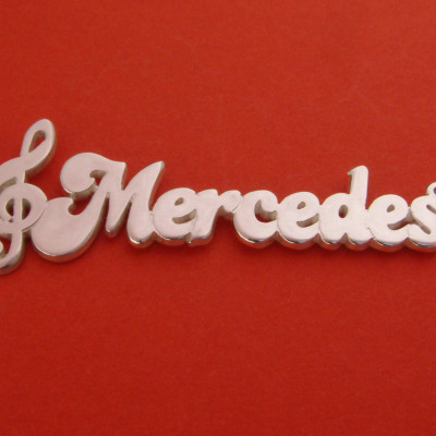 Namenshalskette mit Clef Namen Ketten Geburtstags Geschenk Mercedes Halskette mit Namensschlüssel Halskette Namenskette Geschenk Halskette für sie Silver Clef