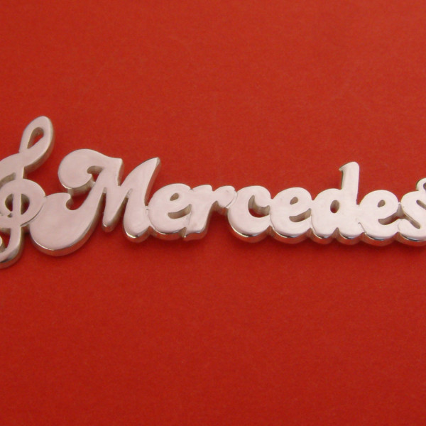 Namenshalskette mit Clef Namen Ketten Geburtstags Geschenk Mercedes Halskette mit Namensschlüssel Halskette Namenskette Geschenk Halskette für sie Silver Clef