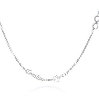Namen Halskette mit seitlich Unendlichkeit Charm His & Her Halskette - Familienname Halskette aus Sterling Silber - Gelbgold oder Roségold