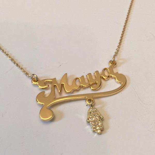Halskette name Personalized Name Halskette Gold Nameplate Tochter Geschenk Tween Mädchen Bestes Geschenk für Mädchen Geschenk für sie Hamsa