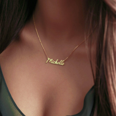 Halskette - Aussage Halskette - lange Halskette - silberne Halskette - Goldhalskette - personifizierte Halskette - Sterlingsilber Halskette - Kursiv Name