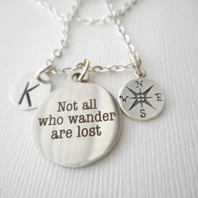 Nicht alle - die sind Wander verloren - Kompass Initial Halskette Freundschaft Geschenk - das weg Geschenk Her - Freundschaft Schmuck - Geburtstagsgeschenk
