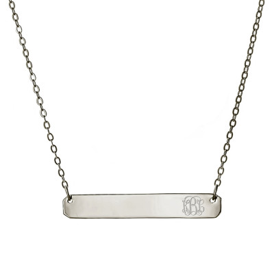Oxidiertes Sterlingsilber 925 Personalisierte Gravur Monogra Name Bar Halskette Monogramm Halskette Halskette Namensschild