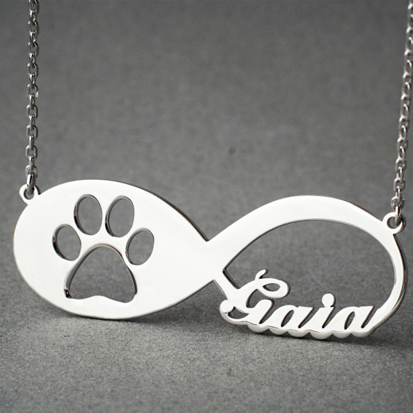 INDIVIDUELLE INFINITY PAW Halskette Paw Schmuck Namenskette Halskette Neue Welpen Hundehalsketten Katzen Halskette