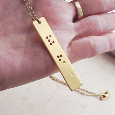 PERSONIFIZIERTEN Braille Halskette Braille inspiriert Halskette Gravierte Halskette 14k Gold überzogene Braille Ne 564.293.486