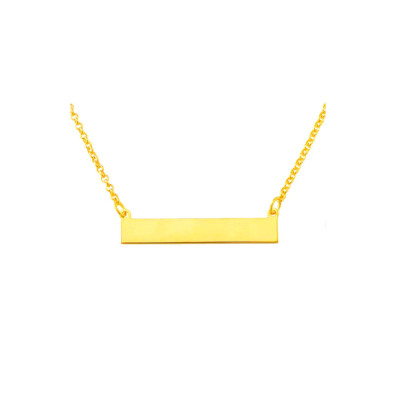 PLNP13yb Gelbes Gold überzogenes Sterlingsilber 1" Plain ID Halskette