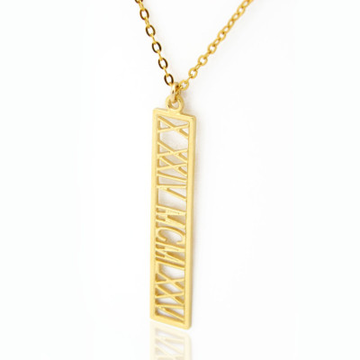 Personalisieren Halskette römische Zahl Halskette für ihre römische Zahl Namenskette Gold füllte 14K bar Halskette - Geschenkideen Personalisierte