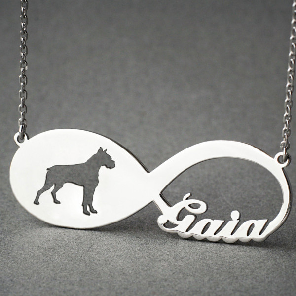 Personalisierte INFINITY BOXER Halskette Boxer Halskette Namenskette Memorial Halskette Welpen Hundehalsketten