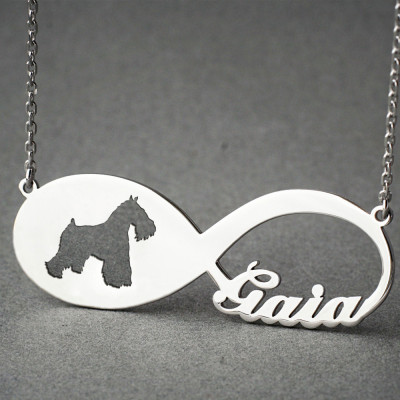 Personalisierte INFINITY SCHNAUZER Halskette Schnauzer Halskette Namenskette Memorial Halskette Hundehalskette