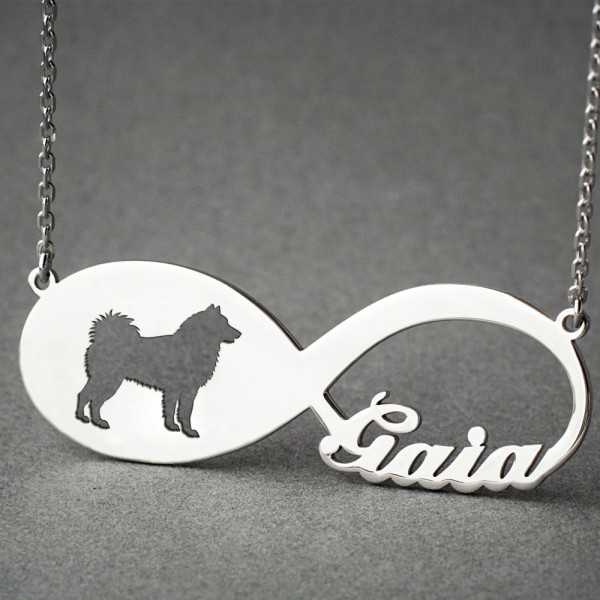 Personalisierte INFINITY HUSKY Halskette Husky Halskette Namenskette Memorial Halskette Welpen Hundehalskette