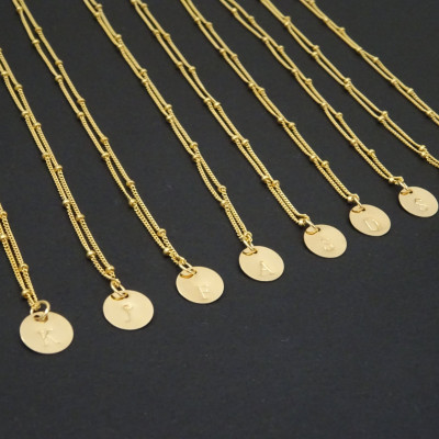 Personalisierte Disc Halskette - Brautjungfer benutzerdefinierte Anfangs neckalce - Satelliten Kette Halskette in Rose Gold Füllung - Gold füllen - Sterling Silber