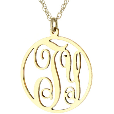 Personalisierte 2 Initialen Monogramm Kreis Anhänger Halskette in 14K Gelbgold Clad 925 Sterling Silber Halskette Nameplate Geschenke