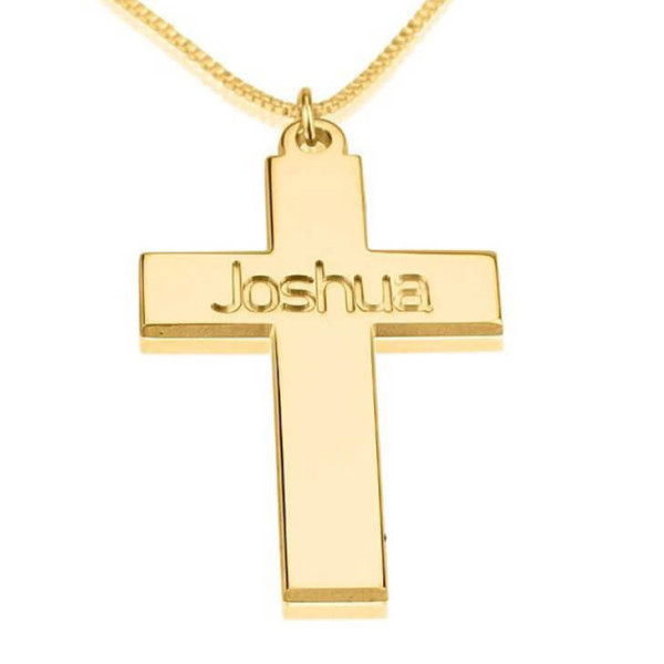 Personalisierte Kreuz Halskette - 24k Gold überzogene Kreuz Halskette - Erstkommunion Geschenk - Konfirmation Geschenk - 