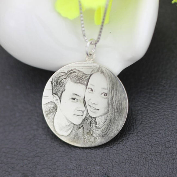 Personalisierte Gravur Foto Halskette Sterling Silber 925 Perfekt für Valentines oder die spezielle Person in Ihrem Leben