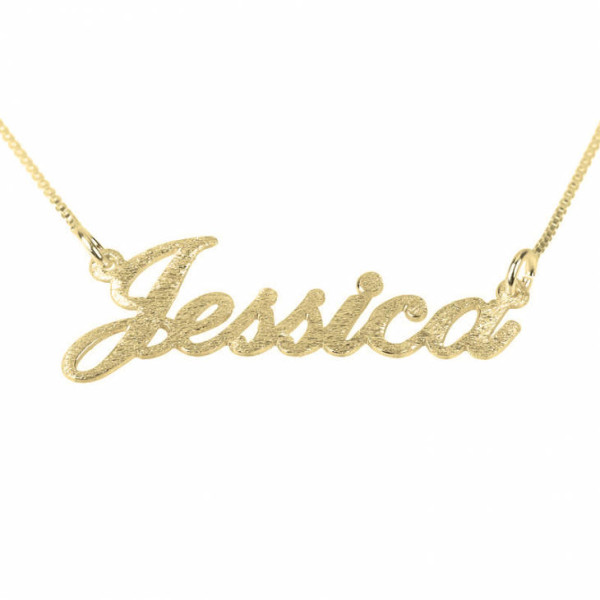 Personalisierte Gold überzogenes Brushed Halskette - Brushed Namenskette - Amuletten - personalisierte Schmuck - Carrie Namenskette