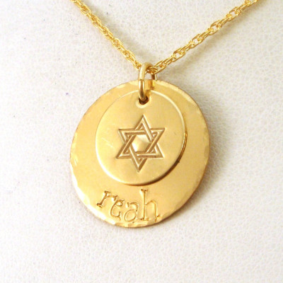 Personalisierte Golddavidsstern Halskette Layered Halskette 14k Gold füllte Namenskette jüdischen Schmuck Benutzerdefinierte jüdische Halskette