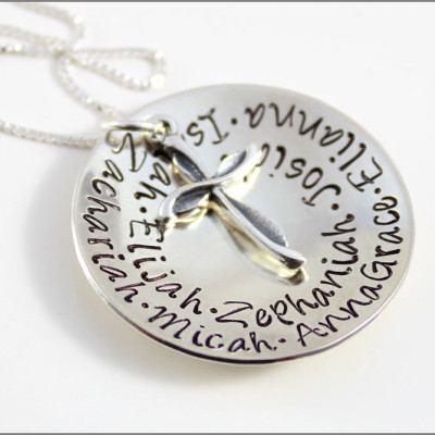 Personifizierte Großmutter Halskette | Sterling Silber Kreuz Charme - Custom Name Halskette - Geschenke für OMA - Silber Namenskette