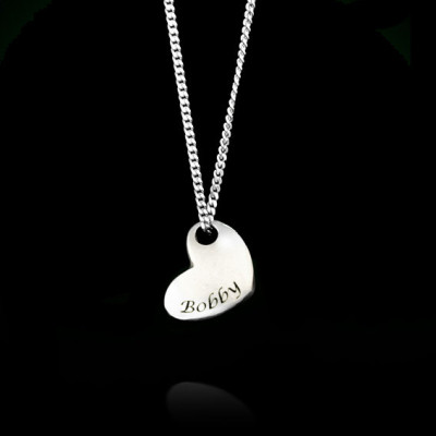 Personalisierte Herz Halskette - Namens Herz Halskette - gravierte Herz Halskette - Silber Herz Halskette - kundenspezifische Herz Halskette - Halskette Liebe.