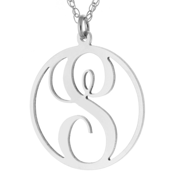 Personalisierte Initial A Z Monogramm Kreis Anhänger Halskette in 925 Sterling Silber Halskette Nameplate Weihnachtsgeschenk