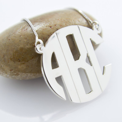 Personalisierte Initialen Buchstaben Monogramm Halskette 925 Sterling Silber Anhänger Feine Handgemachter Schmuck