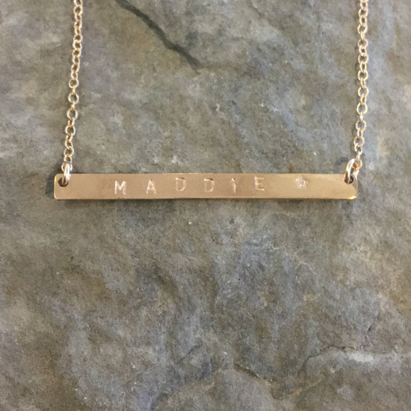 Personalisierte Long Bar Halskette in 14kgf, Sterling Silber und 14 Karat Roségold - Kundenspezifische Bar Halskette