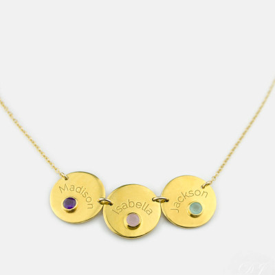 Personalisierte Mom Halskette - Mama Halskette - individuell gestaltete Geburtsstein Halskette - Kinder Name Halskette Oma Geschenk für Mutter drei Kinder Halskette