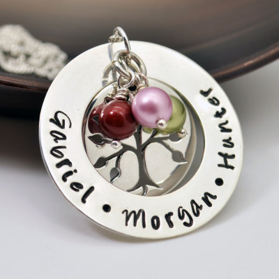 Personalisierte Mütter Familie Baum Halskette - Hand Stamped - Mutter Schmuck - Geschenk für Mamma - personalisierte Schmuck - Geschenk - Muttertag Halskette
