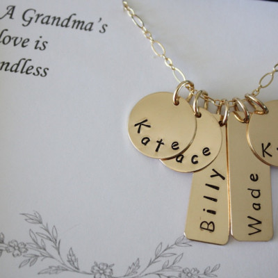 Personalisierte Mütter Halskette Gold - Großmutter personalisiertes Geschenk - Mom Halskette - Namen Charm Gold - Muttertag Geschenk