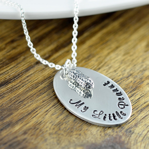 Personalisierte Halskette My Little Peanut silberne Hand Stamped Muttertag Mutter Tochter Geschenk