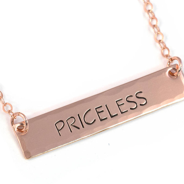 Personalisierte Rose Gold Bar Halskette Handgestempelt 14k Gold Fill | Layering Kette