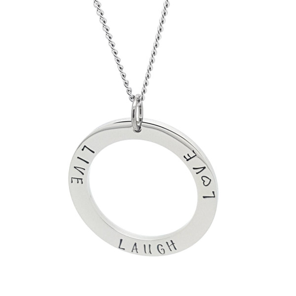 Plain Silver Circle Anhänger mit personalisierter Text-Silber-Halskette und Geschenk-Box inklusive Hand Stampe 542181775