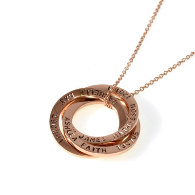 Rose Gold verbundene Ringe personalisierte Hand Stamped Pendant & Chain Edelstahl Silber