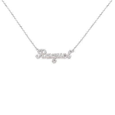 SNP01d Silber Bold Script Letter Name Halskette mit Diamanten