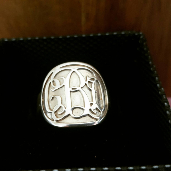 Siegelring Sterling Silber Monogramm - Personalisierter Verlobungsring Handgefertigt