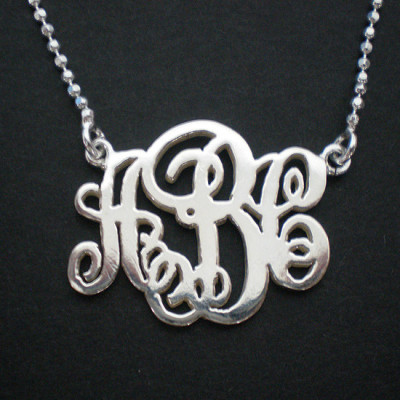 Silber 3 Initial Personalisierte Monogramm Halskette Initial Monogramm Halskette Teenager Monogramm Halskette Silber