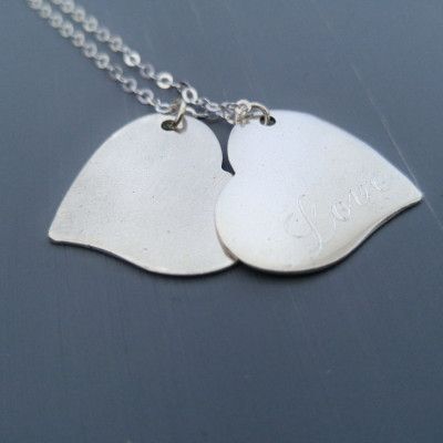 Silber-Initialen-Herz-Halskette mit Personalisierte Gravur Silber Initial Halskette Initialen-Herz-Ne 265215481