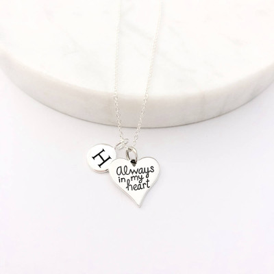 Silber Initial und Herz Zitat Anhänger Halskette Personalisierte Halskette silberne Halskette mit Monogramm Geschenke