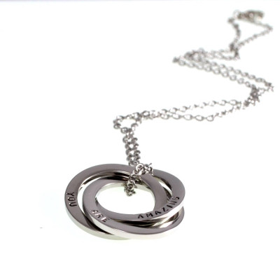 Silber Verknüpfte Ringe personalisierte Hand Stamped Pendant & Chain Edelstahl Silber