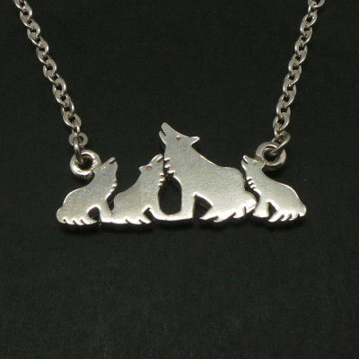 Silber Mutter und Kind Wolf HalsketteChoker Geschenk für Muttertag - Mamma Geschenk - Tierschmucksachen - Tier Halskette