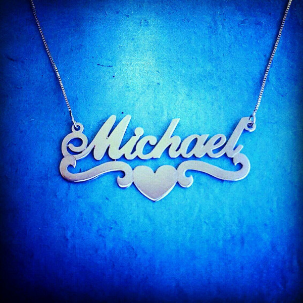Silber Namenskette Silber HeartName Halskette Personalisierte Schmuck Herz Entwurfs Anhänger Liebe NecklaceHeart Namenskette ORDER einen beliebigen Namen