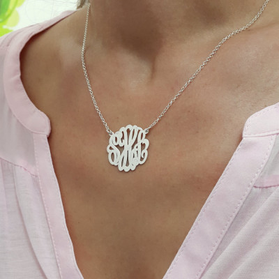 Silber persönliche Monogramm Halskette - 1" - personalisierte Geschenk - Weihnachtsgeschenk - Brautjunfer Geschenke