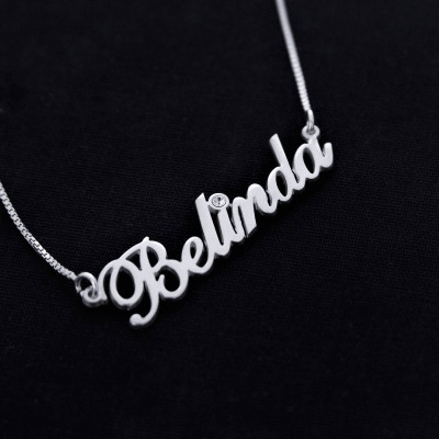 Silber Namenskette Belinda Liebhaber Stil Halskette irgendein Name Geschenk Liebe Halskette Persönliche Schmuckdesign Ketten Name Schmuck 